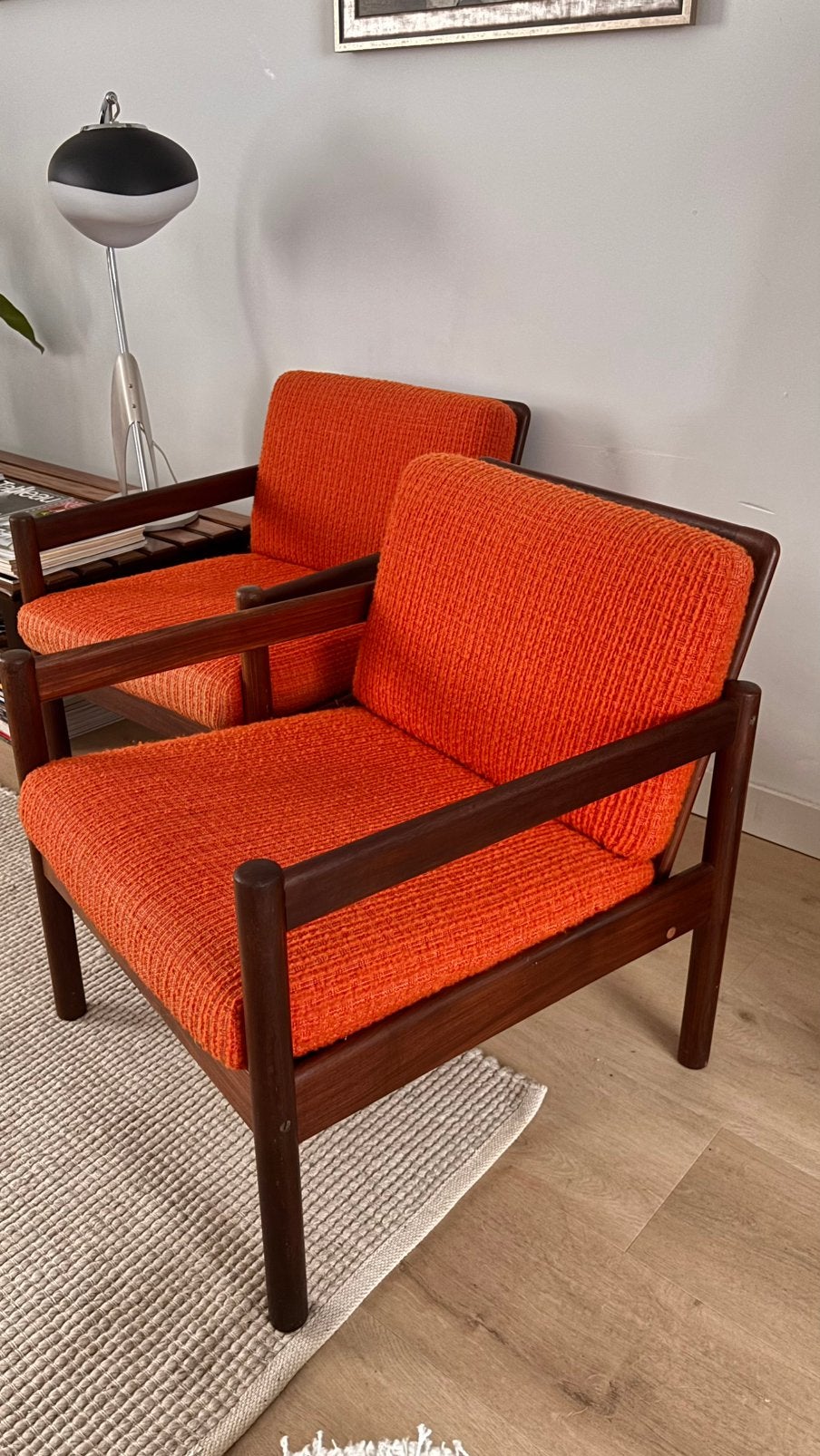 Twee Vintage Teak Fauteuils Oranje, Ophalen, Gebruikt, ., .