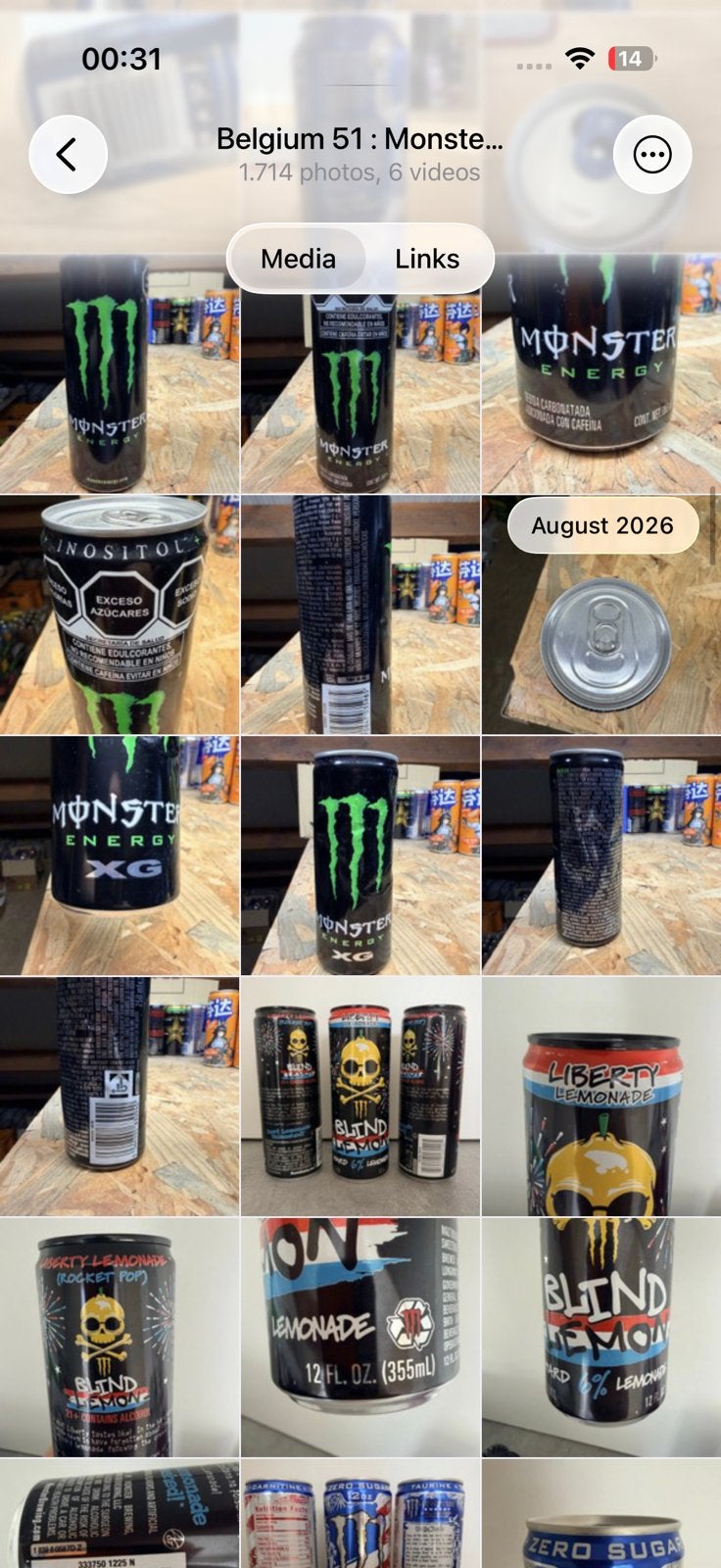 2000 monster energy blikken , leeg en vol, nieuw en oud, Ophalen, Zo goed als nieuw, Flesje(s), Overige merken