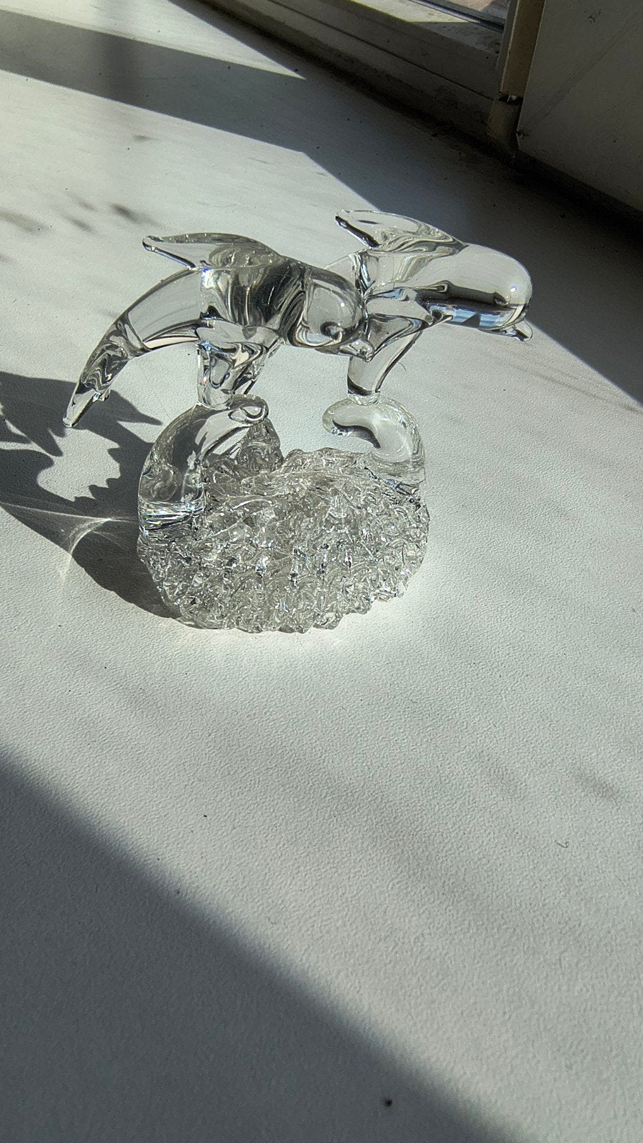 Vintage 'spunglass' dolfijnen miniatuur beeldje, Ophalen of Verzenden