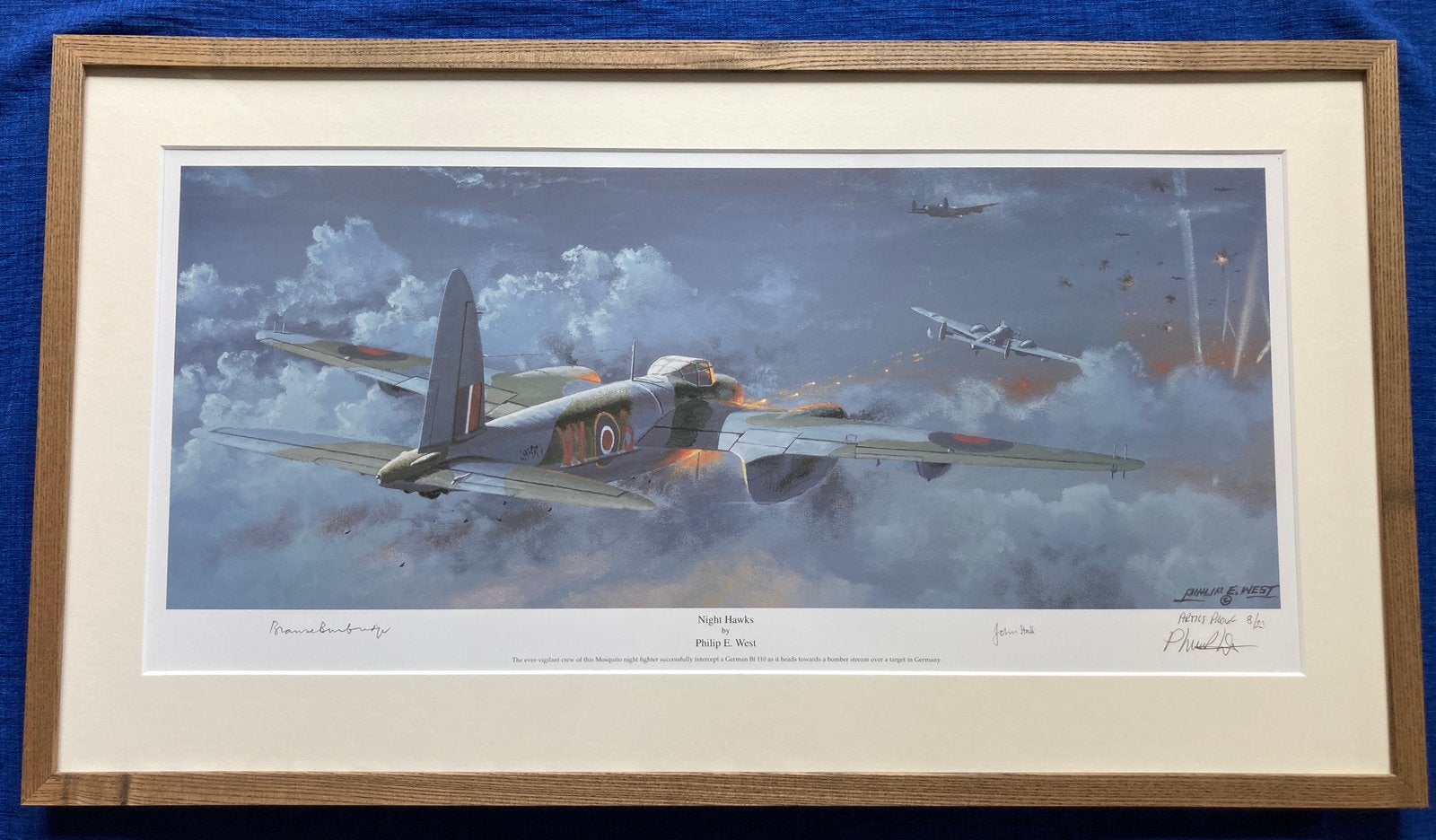 DH.98 Mosquito print “ Night Hawks” Artist: Philip E. West, Ophalen, Zo goed als nieuw, Kaart, Foto of Prent