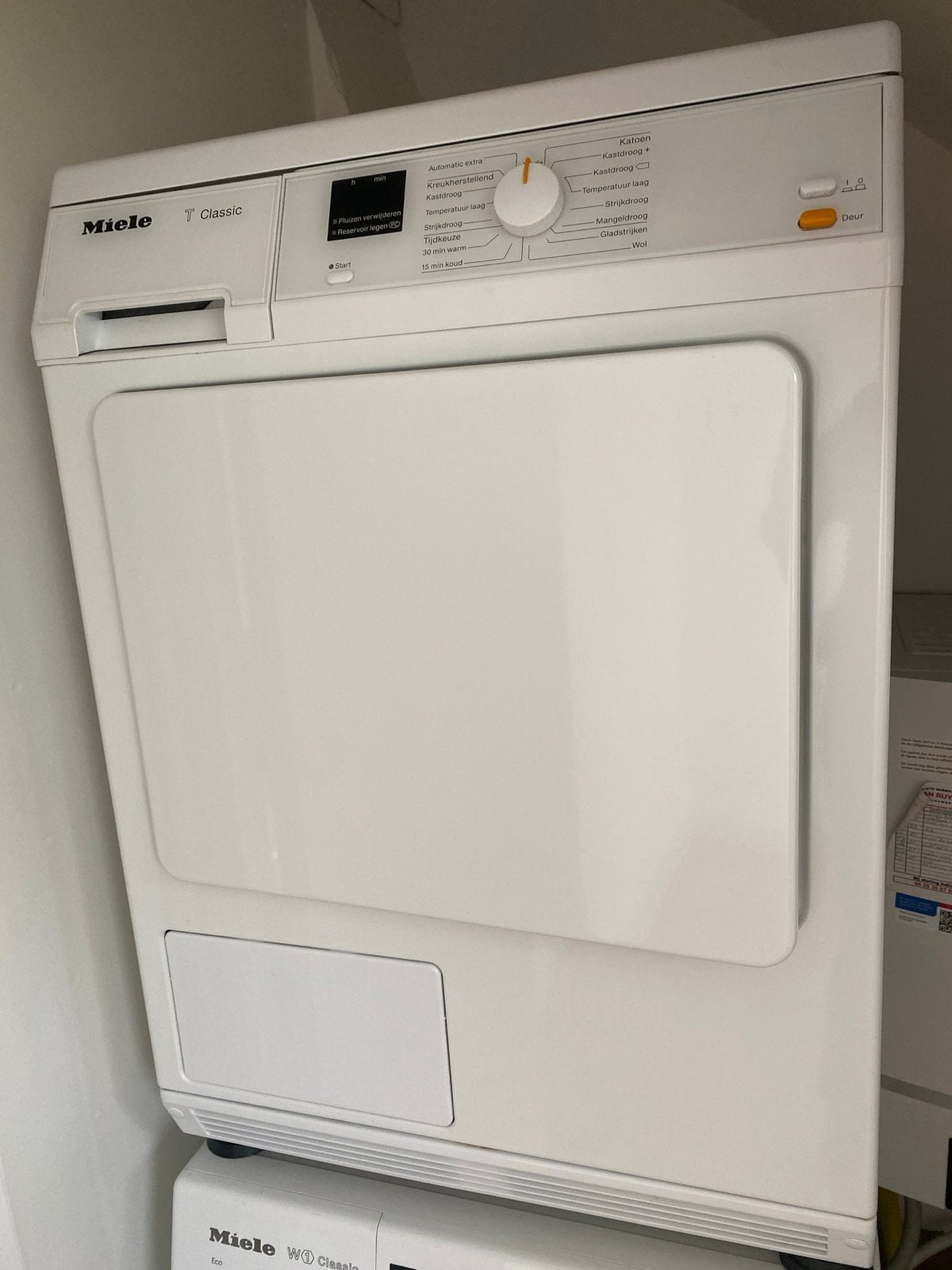 Miele wasdroger, Witgoed en Apparatuur, Wasmachines, Ophalen, Gebruikt, Voorlader, 85 tot 90 cm