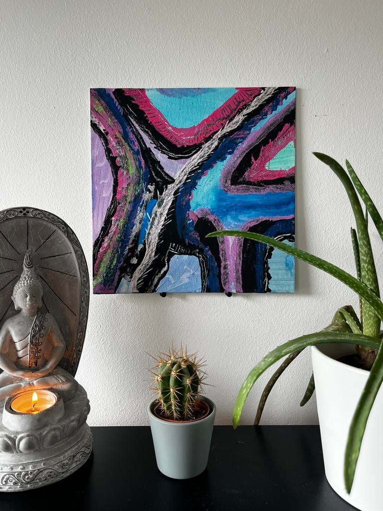 Original abstract acrylic painting 25x25, Ophalen of Verzenden