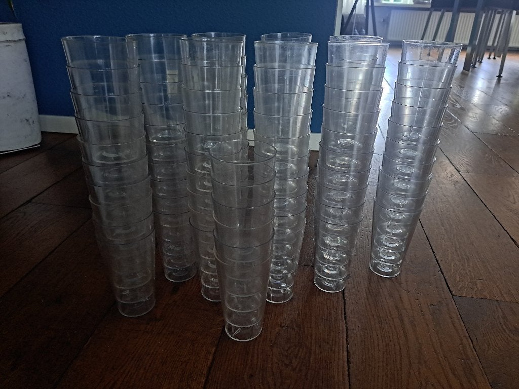 Glazen, hard plastic, 96 stuks, Ophalen, Kunststof, Wit, Overige merken