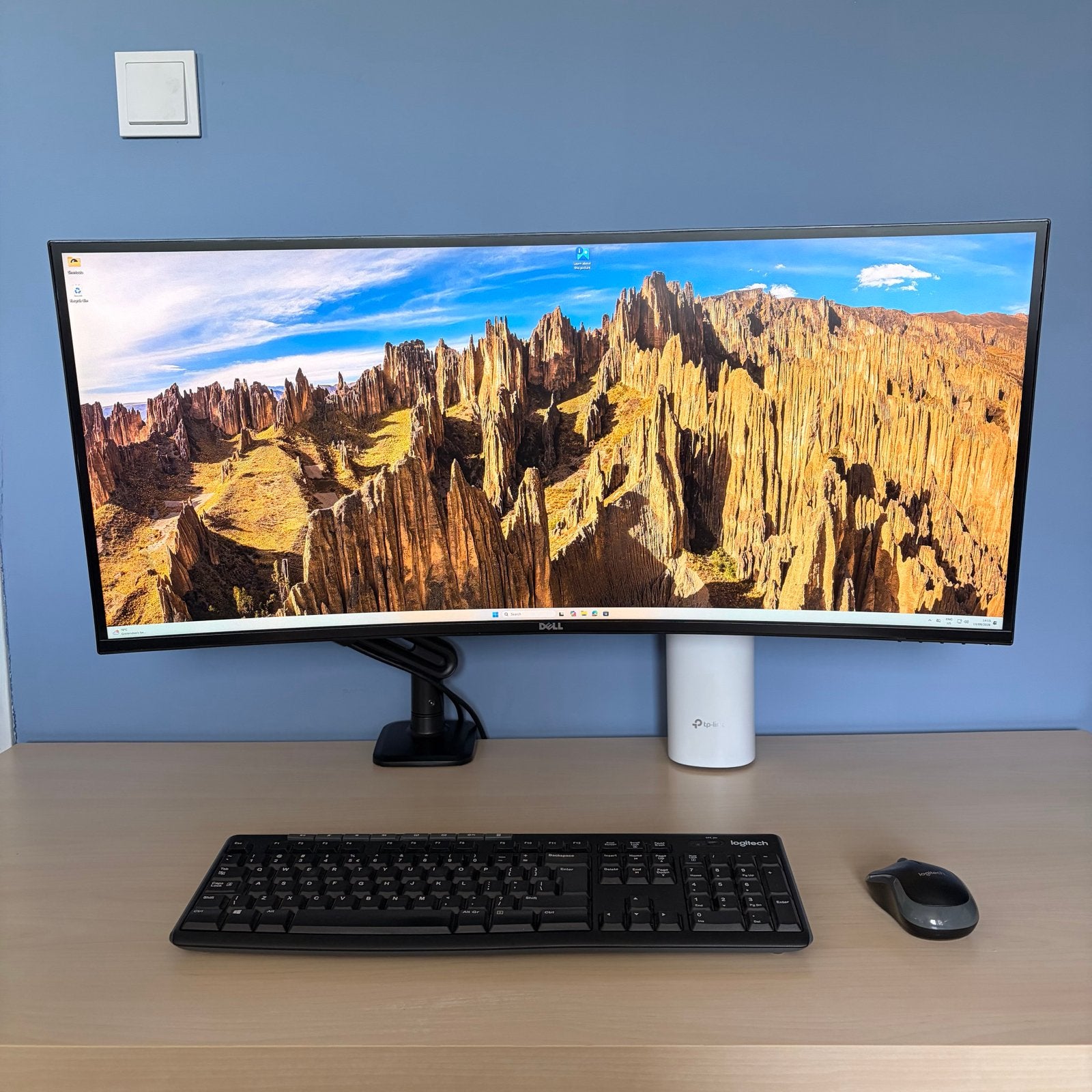 Dell U3419W Curved Ultrawide Monitor met Bureau Arm, HDMI, IPS, Curved, Ophalen of Verzenden