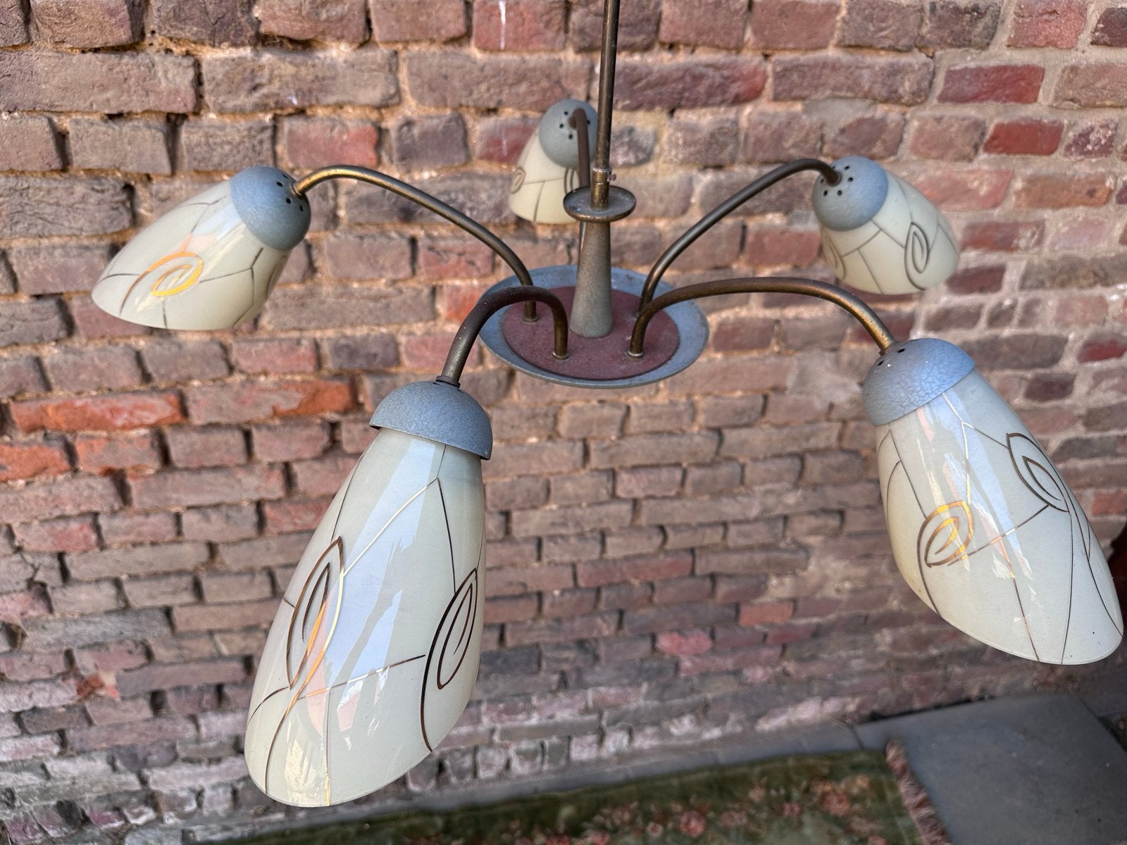 Vintage 5-armige lamp antiek, Ophalen