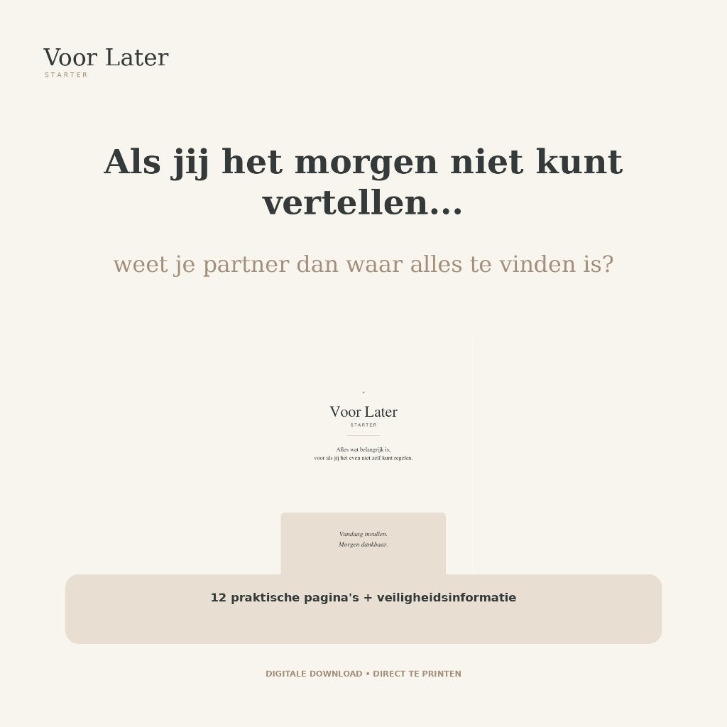 Voor Later | Persoonlijk Nooddossier | PDF, Ophalen, Nieuw