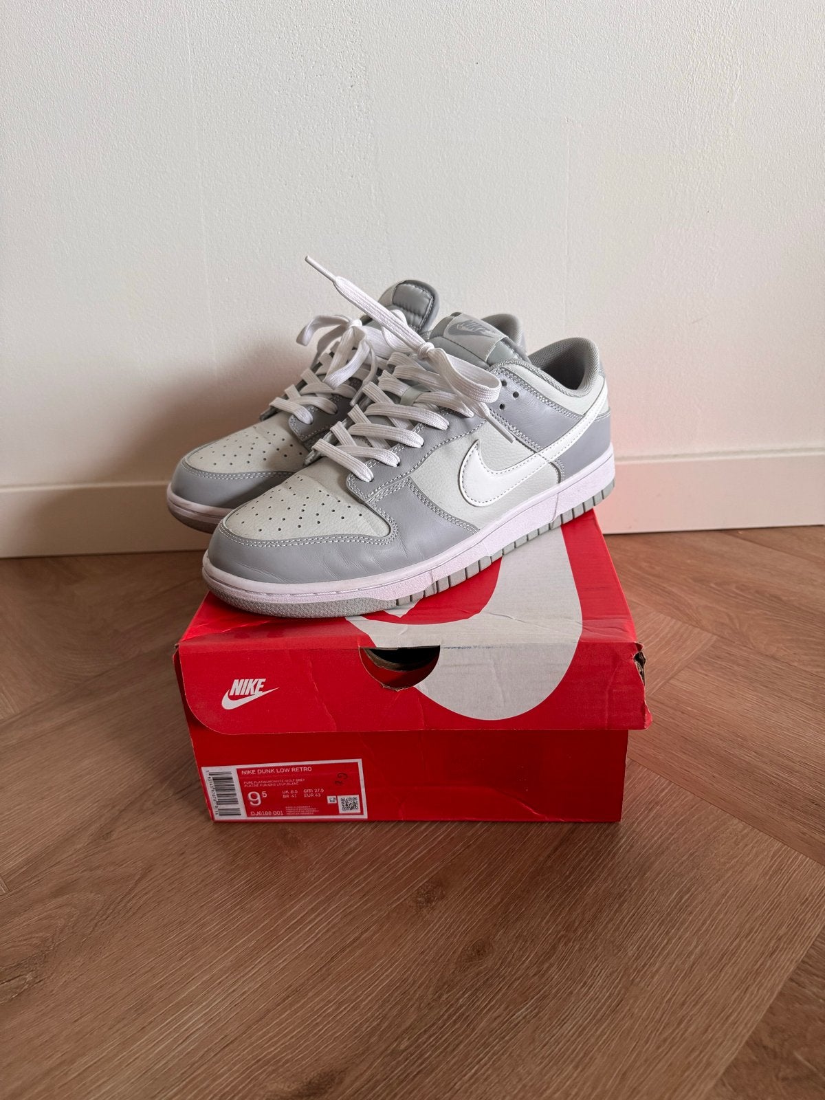 Nike Dunk Low Retro Wolf Grey White sneakers, Ophalen of Verzenden, Nieuw, Overige kleuren, Sneakers of Gympen
