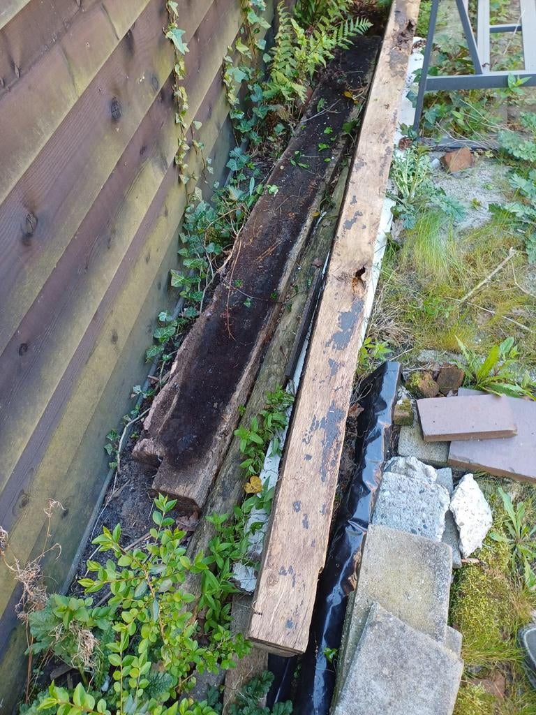 2 spoorbielzen 230 en 260 cm, gratis af te halen, Tuin en Terras, Palen, Balken en Planken, Ophalen, Zo goed als nieuw, 180 tot 250 cm