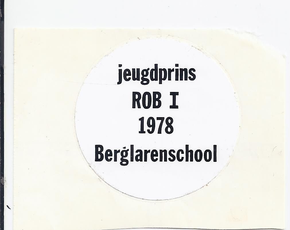 So191 sticker jeugdprins rob 1 - 1978 berglarenschool, Ophalen of Verzenden, Zo goed als nieuw, Overige typen