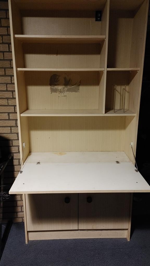 Bureau-kast combinatie, licht hout, met opbergruimte, Ophalen, Opbergruimte, Gebruikt, Hout