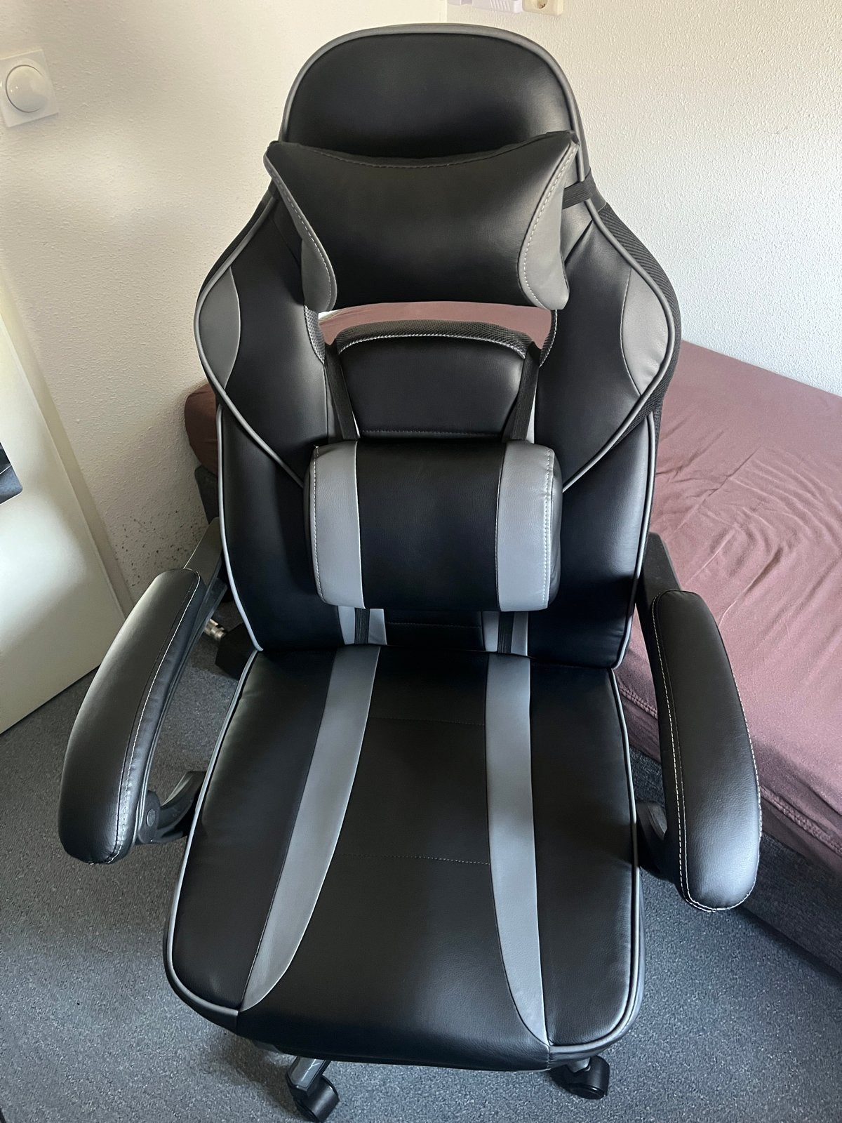 Songmics Ergonomische Gaming Stoel - Zwart/Grijs, Ophalen, Zwart, Zo goed als nieuw, Bureaustoel