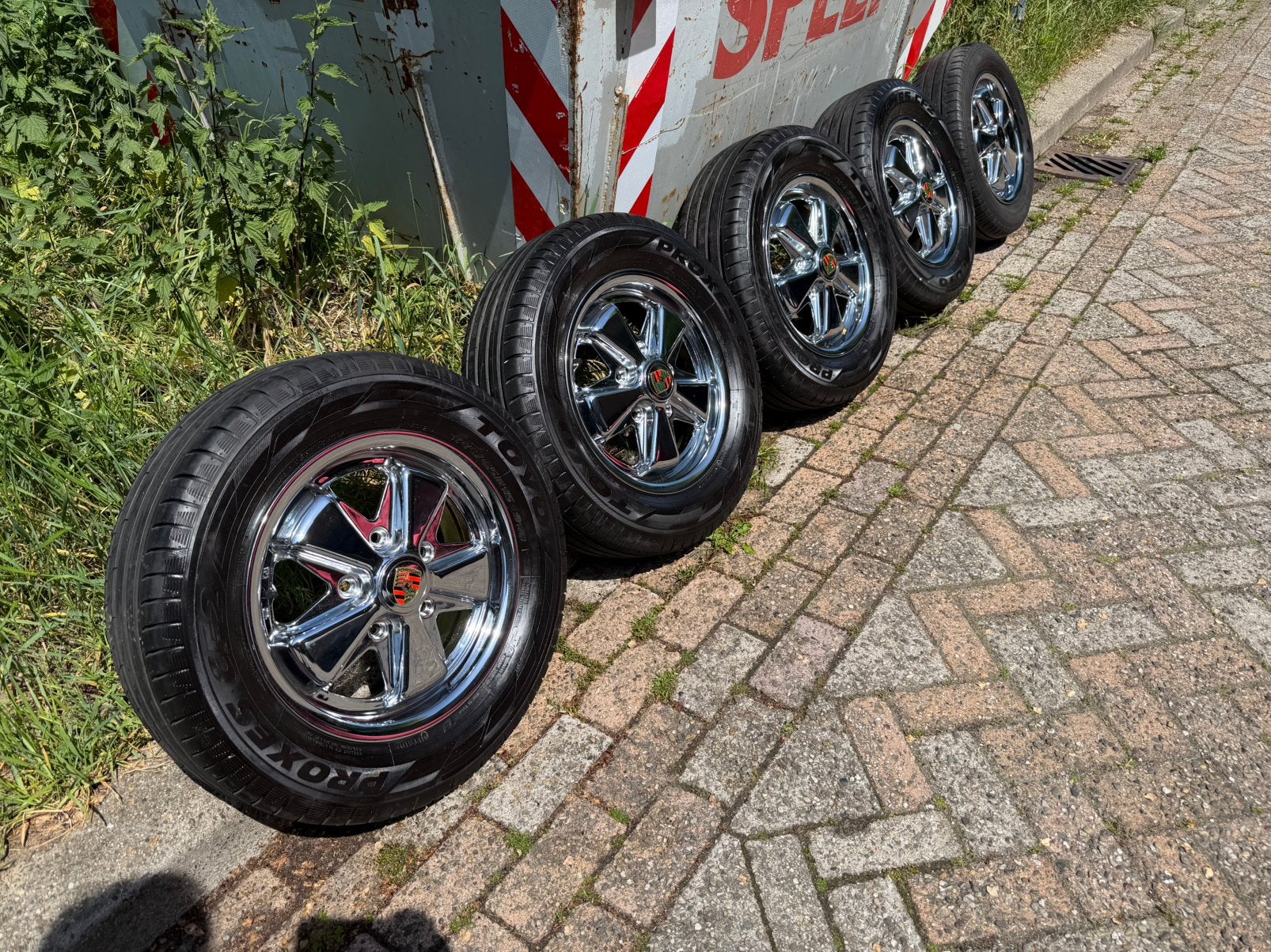 Porsche Fuchs velgen 5x chrome SSP 15 inch 5x130 5,5J, Ophalen, Gebruikt, 15 inch, Banden en Velgen