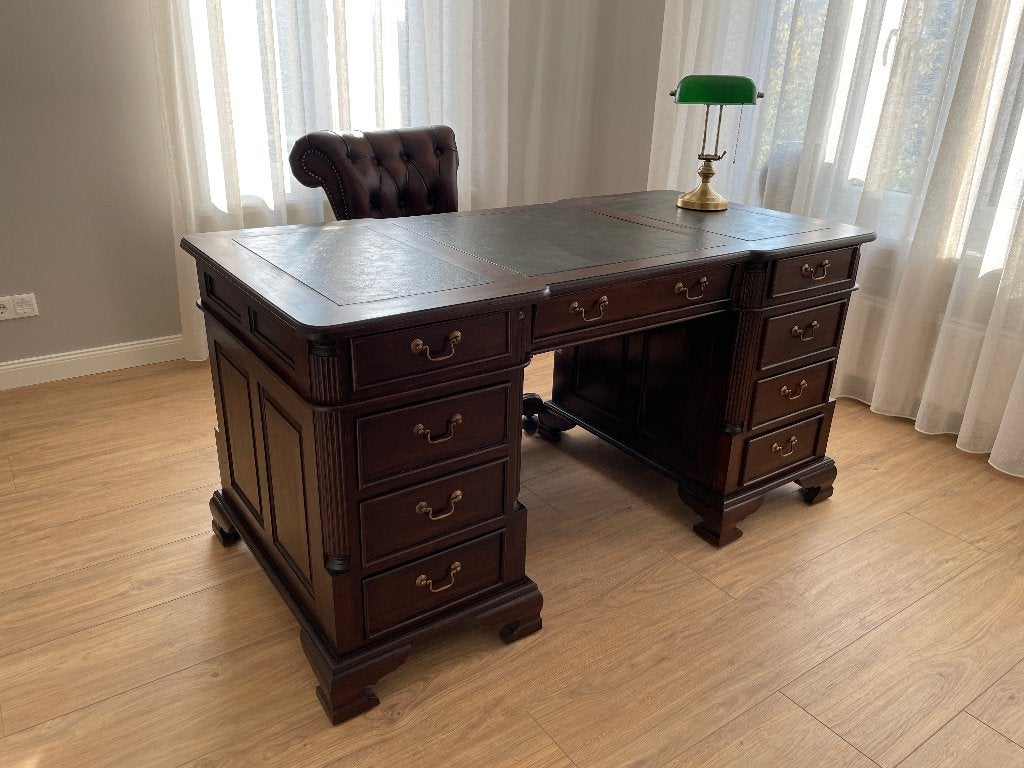 Bureau buro chesterfield mahonie noten teak nu v.a. €750,00, Ophalen, Nieuw, Bruin, Bureaustoel