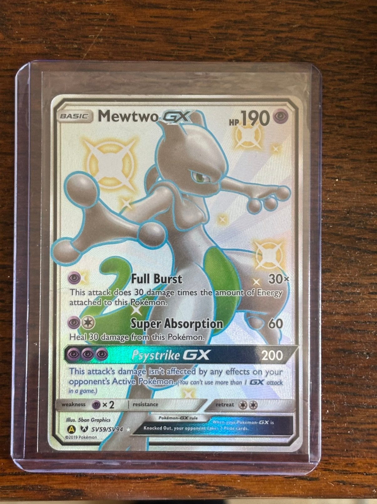 Shiny Mewtwo GX, Ophalen of Verzenden, Zo goed als nieuw, Losse kaart, Foil