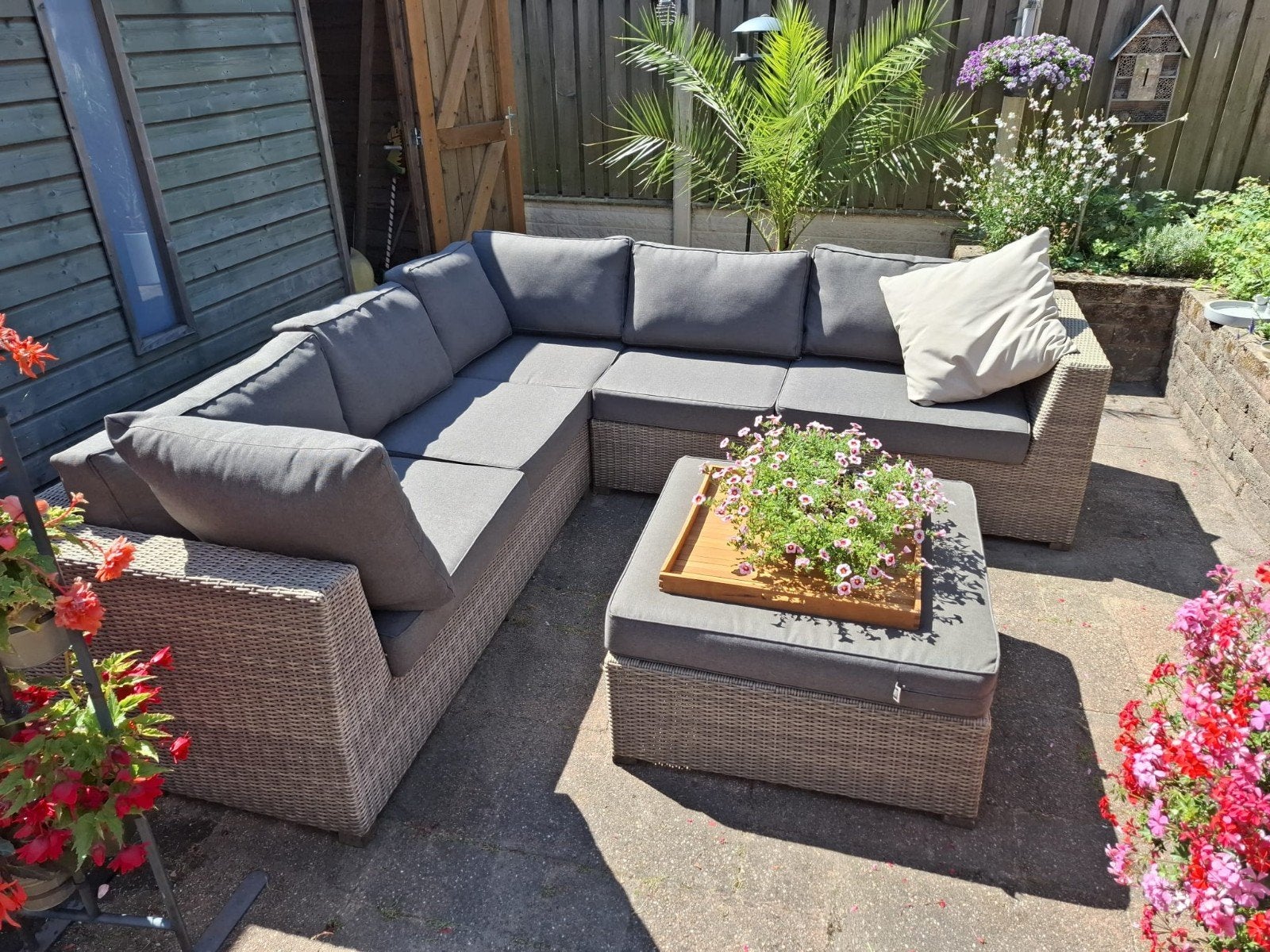 luxe loungeset Vivaldi met hocker/tafel, Ophalen, Wicker, Bank, 5 zitplaatsen