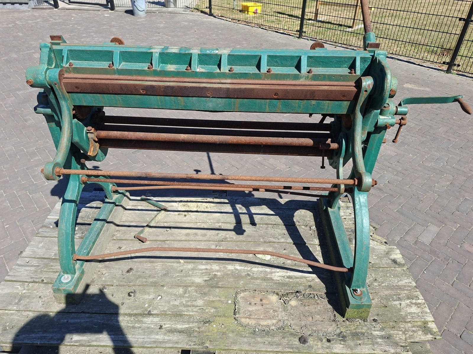 Oude handbediende zetbank / wals, Ophalen, Gebruikt