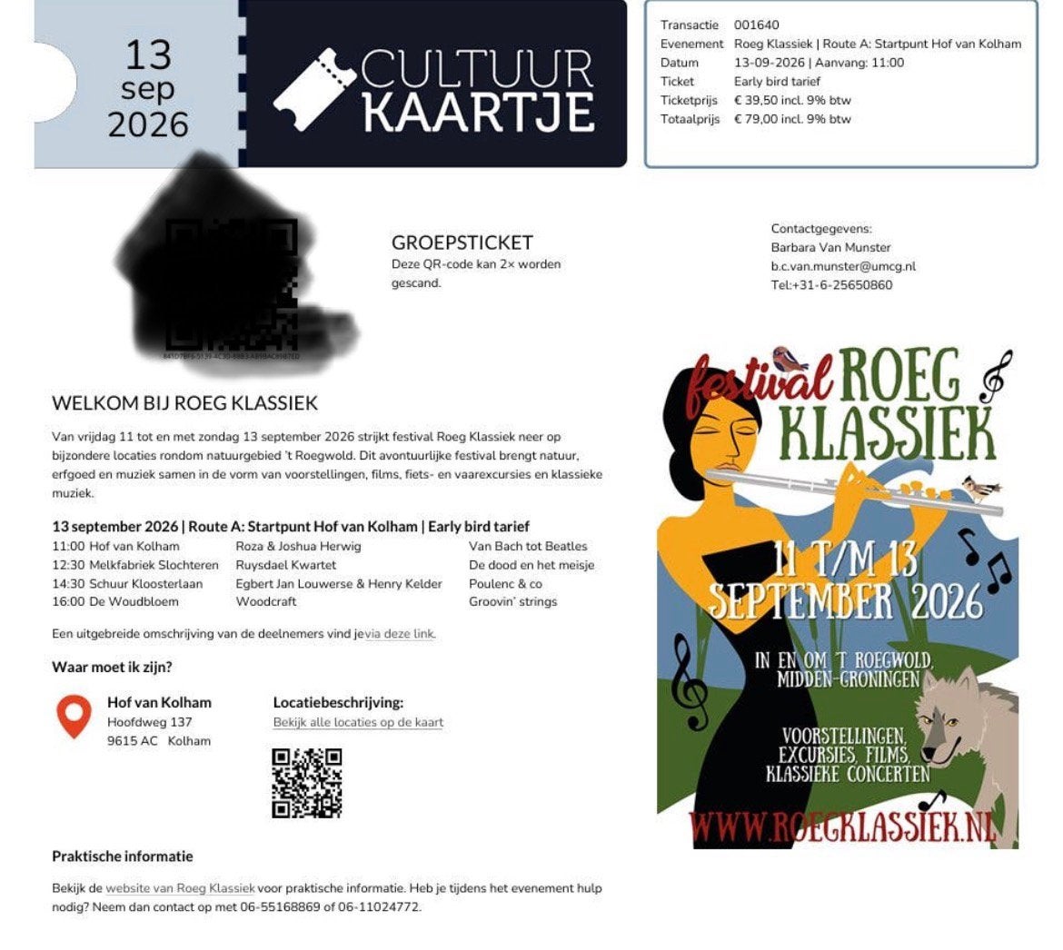 Roegklassiek 2x, Twee personen, September, Instrumentaal