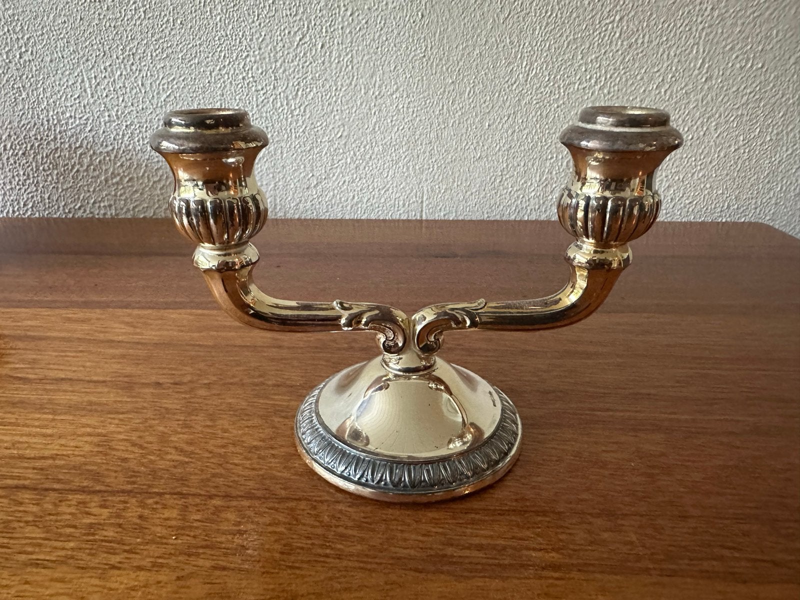 Antieke dubbele kandelaar van zilver, Antiek en Kunst, Ophalen of Verzenden, Zilver