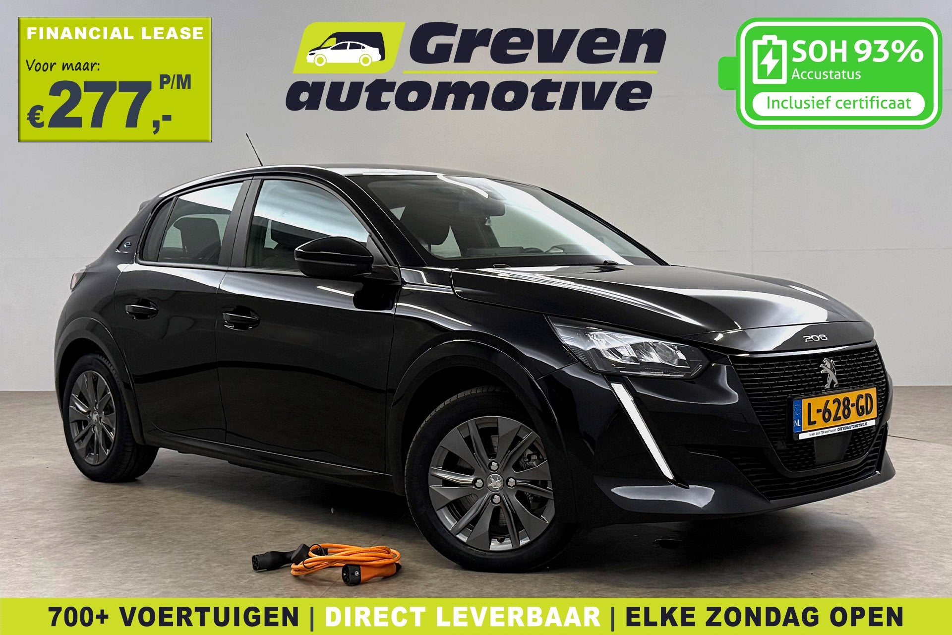 Peugeot e-208 EV Active Pack 50 kWh | Snelladen | SOH 93% |, Gebruikt, 339 km, Zwart, Origineel Nederlands