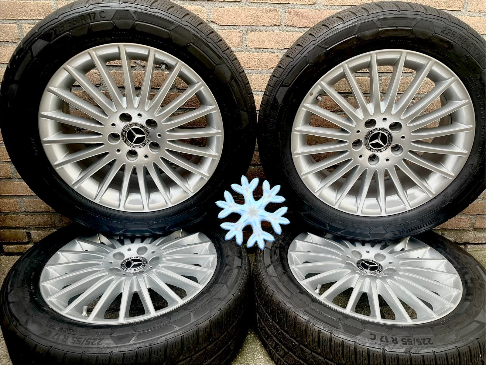 17” orig Mercedes vito v- klasse EQV Continentsl winter Tpms, Banden en Velgen, 17 inch, 225 mm, Bestelwagen