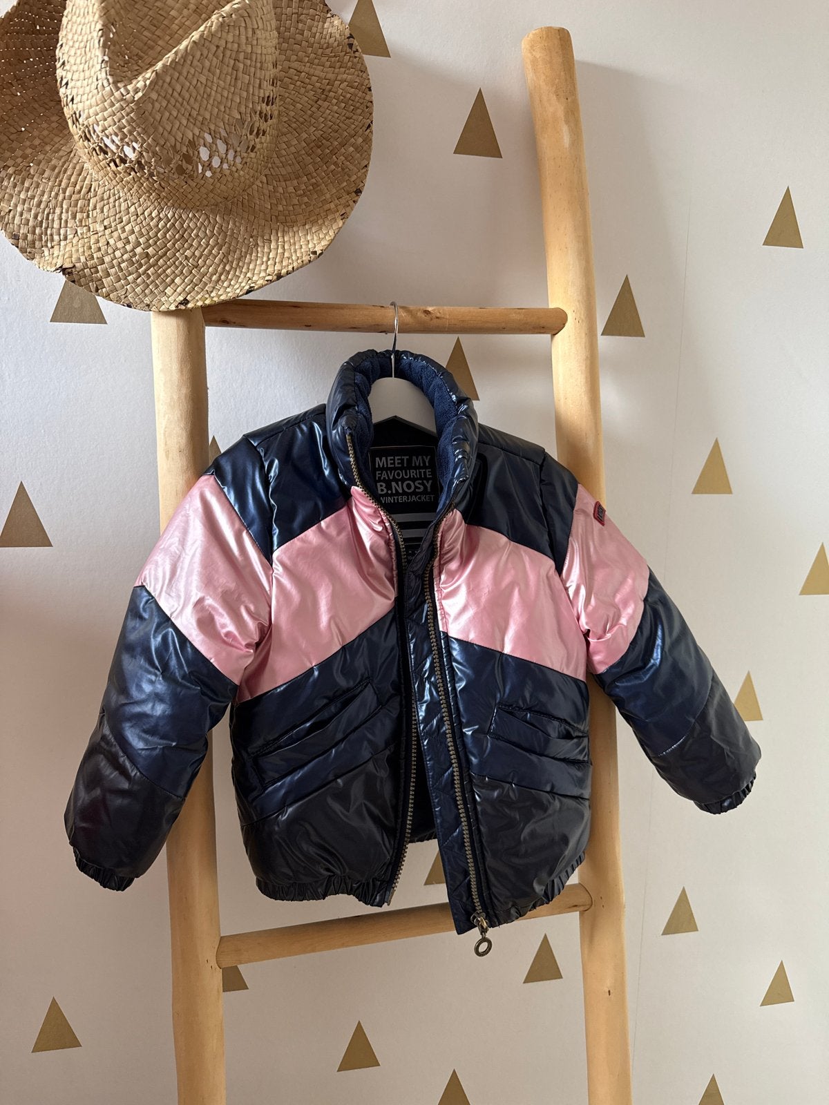 B.Nosy Winterjas Maat 104 - Roze/Donkerblauw, Ophalen of Verzenden, Zo goed als nieuw, Meisje, Jas