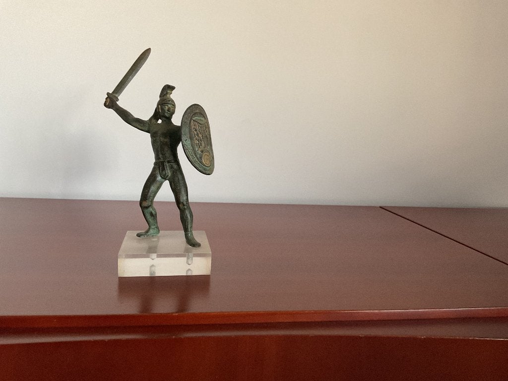 Romeinse legionair met bronzen zwaard en schild beeld orig, Antiek en Kunst, Ophalen of Verzenden, Brons, Beeld