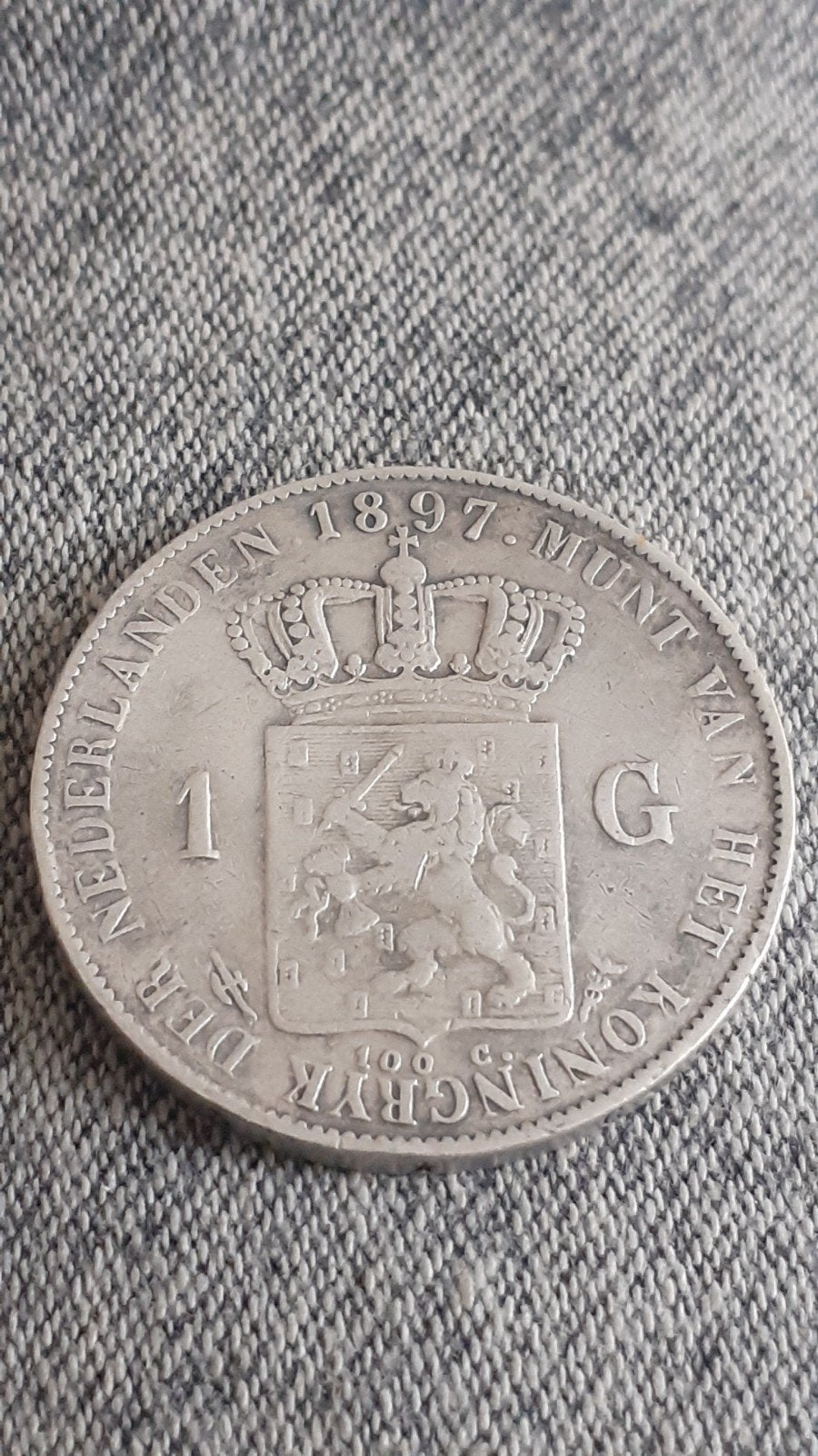 Zilveren 1 Gulden 1897 Wilhelmina, 1 gulden, Verzenden, Zilver, Koningin Wilhelmina