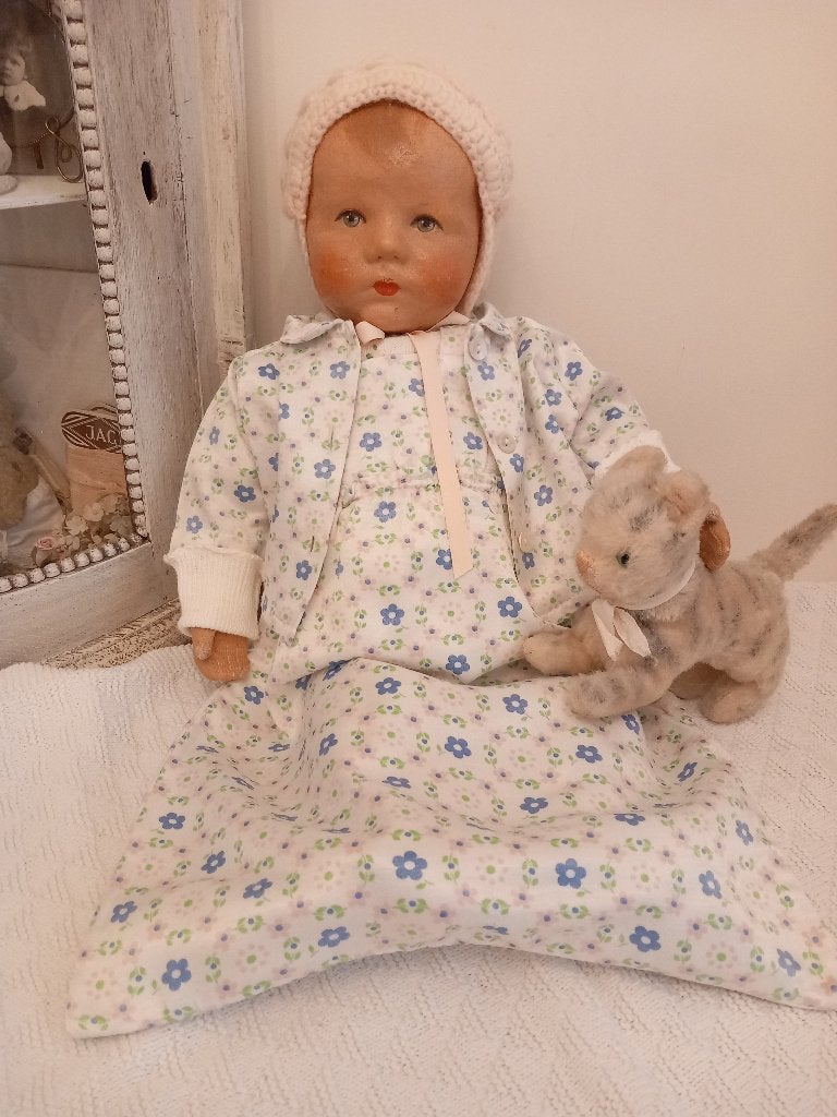 Vintage poppen kleertjes 4 delig set. jaren 50., Ophalen of Verzenden, Zo goed als nieuw, Kleertjes