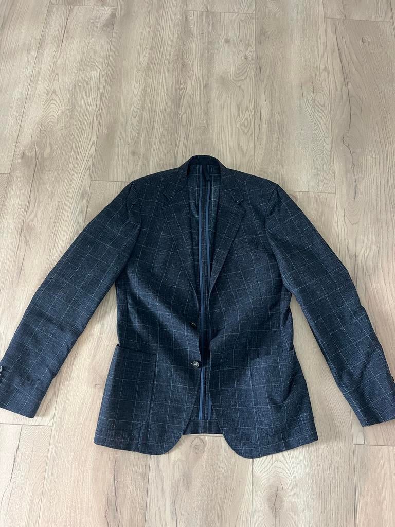 Strellson Slim Fit Colbert Maat 98 (L) Blauw Geruit, Ophalen of Verzenden, Zo goed als nieuw, Maat 56/58 (XL), Blauw