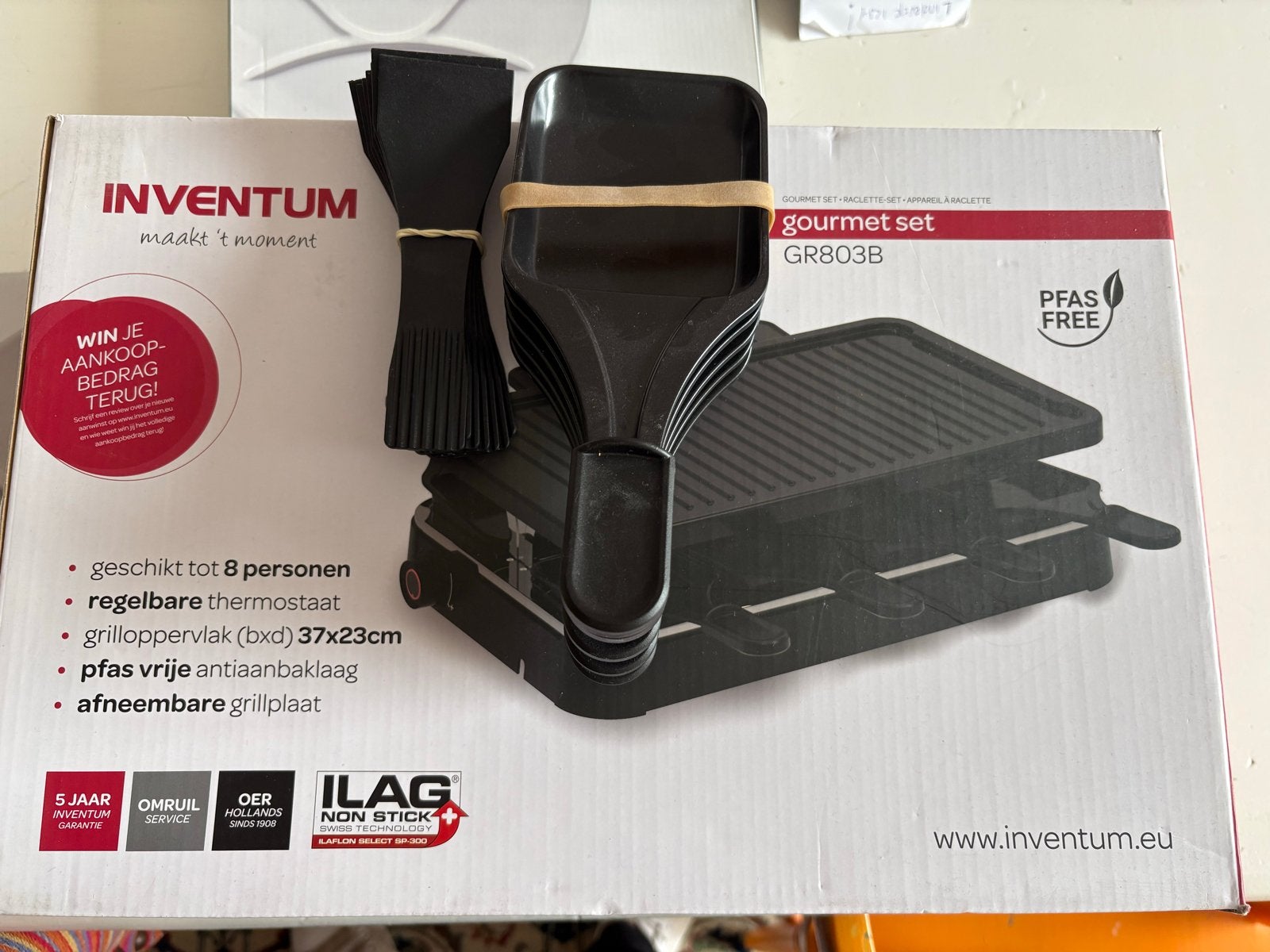 Inventum Gourmet Set GR803B met extra pannetjes en spatels, Overige typen, Nieuw, Ophalen of Verzenden, Zwart