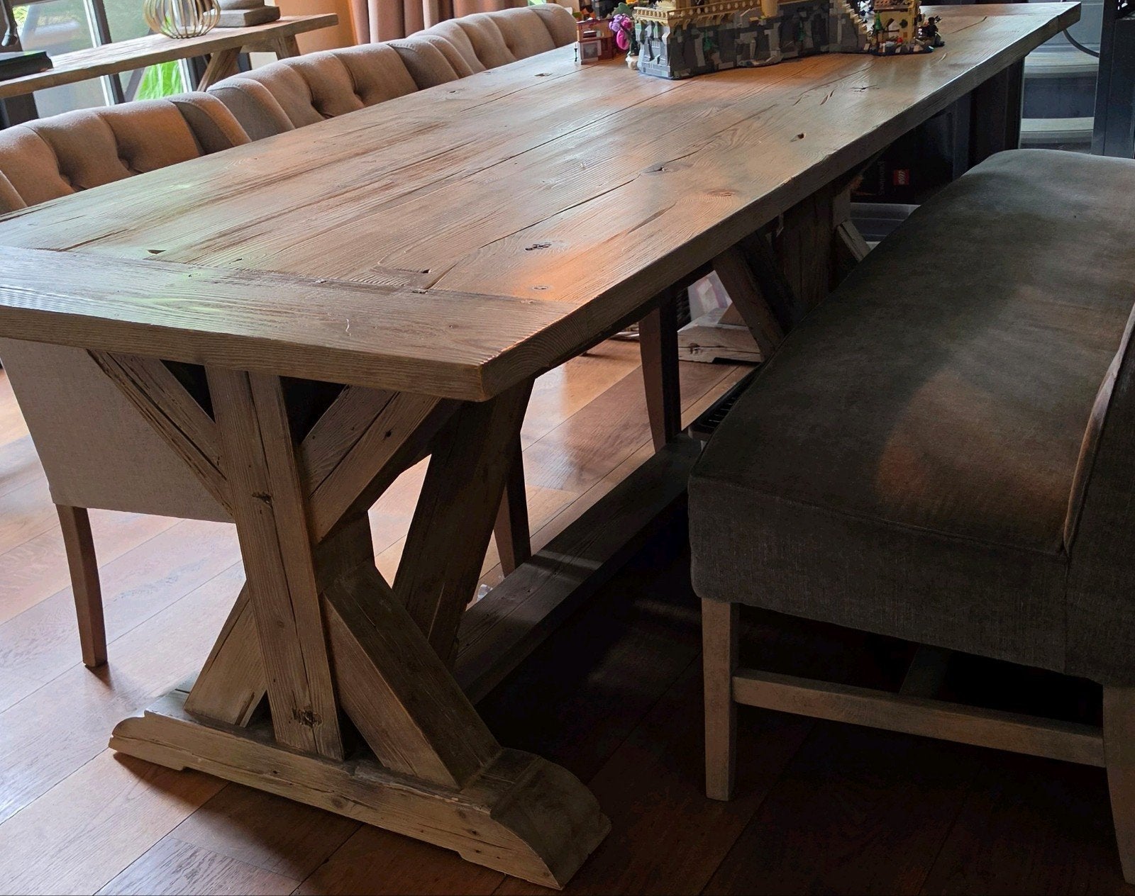 Prachtige massief houten kloostertafel 240x100 cm  zgan, Huis en Inrichting, Ophalen, 100 tot 150 cm, 200 cm of meer, Zo goed als nieuw