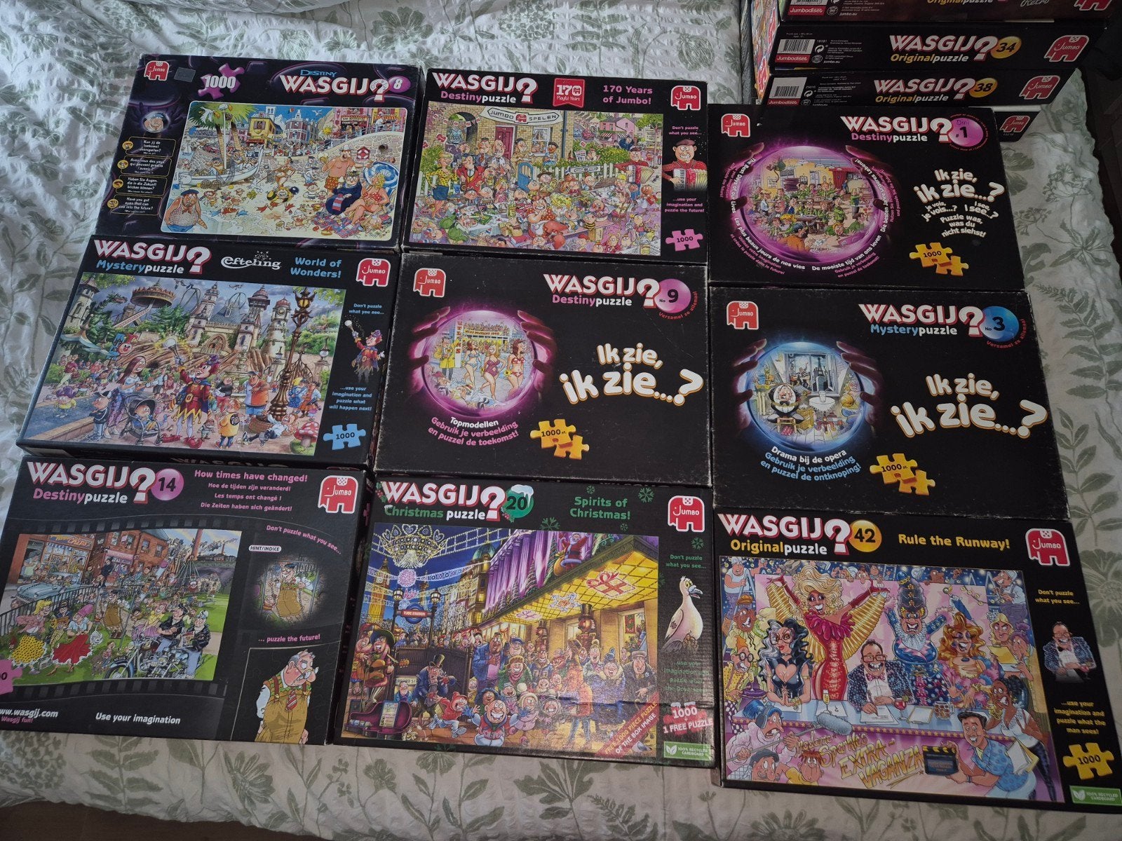 15 st Grote collectie Wasgij puzzels (1000 stukjes), Ophalen, Meer dan 50 stukjes, Gebruikt, 6 jaar of ouder