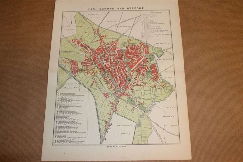 Antieke kaart/plattegrond - Stad Utrecht - Circa 1900 !!, Ophalen of Verzenden, 1800 tot 2000, Nederland, Landkaart