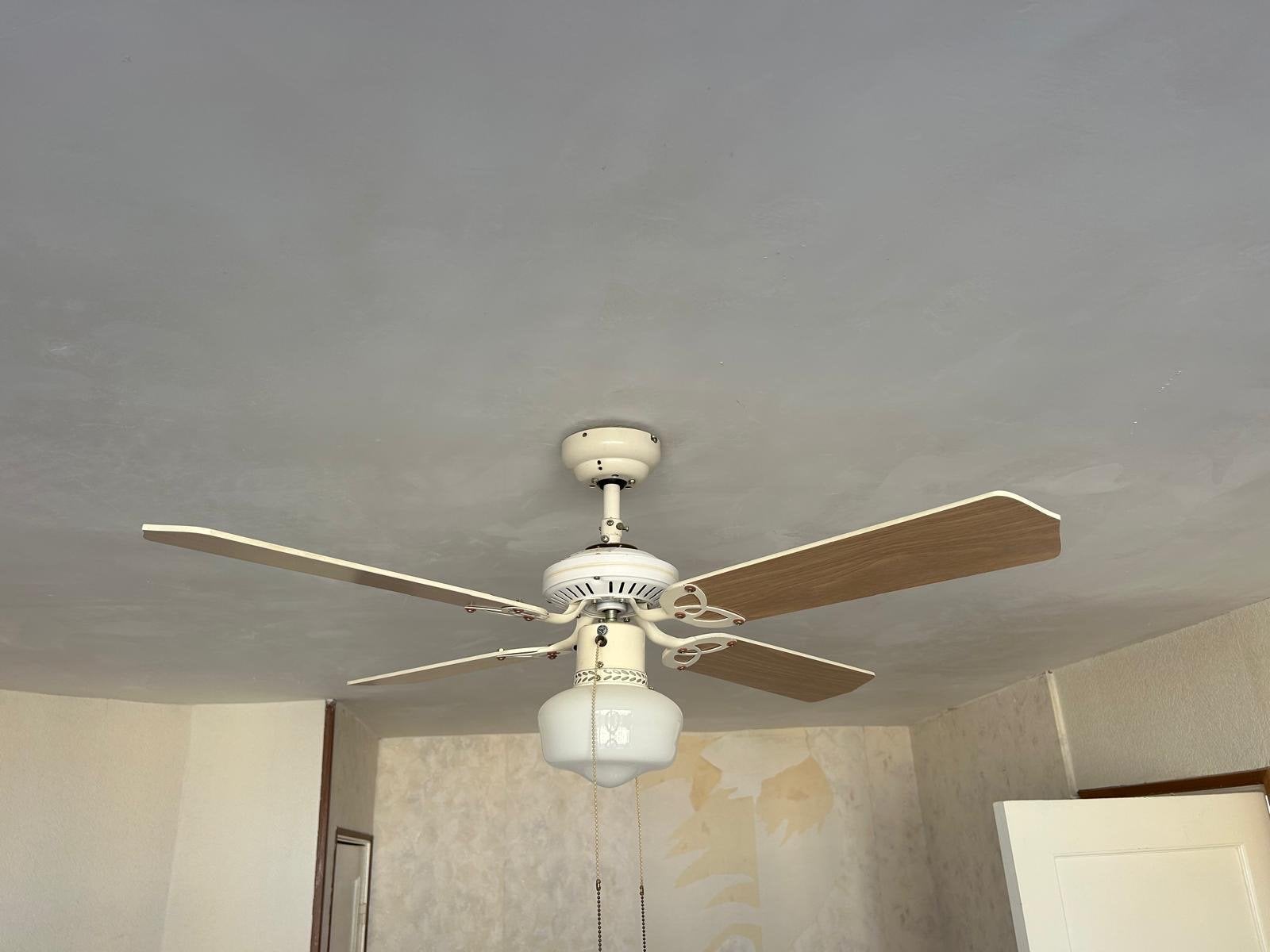 Plafondventilator met verlichting - Wit/Hout, Huis en Inrichting, Ophalen, Gebruikt, Wit, Plafondlamp