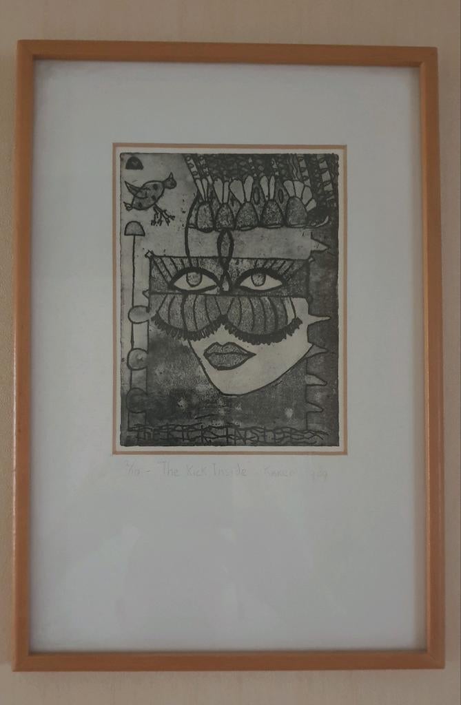 Ets The Kick Inside (#2/10), Antiek en Kunst, Kunst | Etsen en Gravures, Ets, Genummerd, Ingelijst, Met passe-partout, Portret