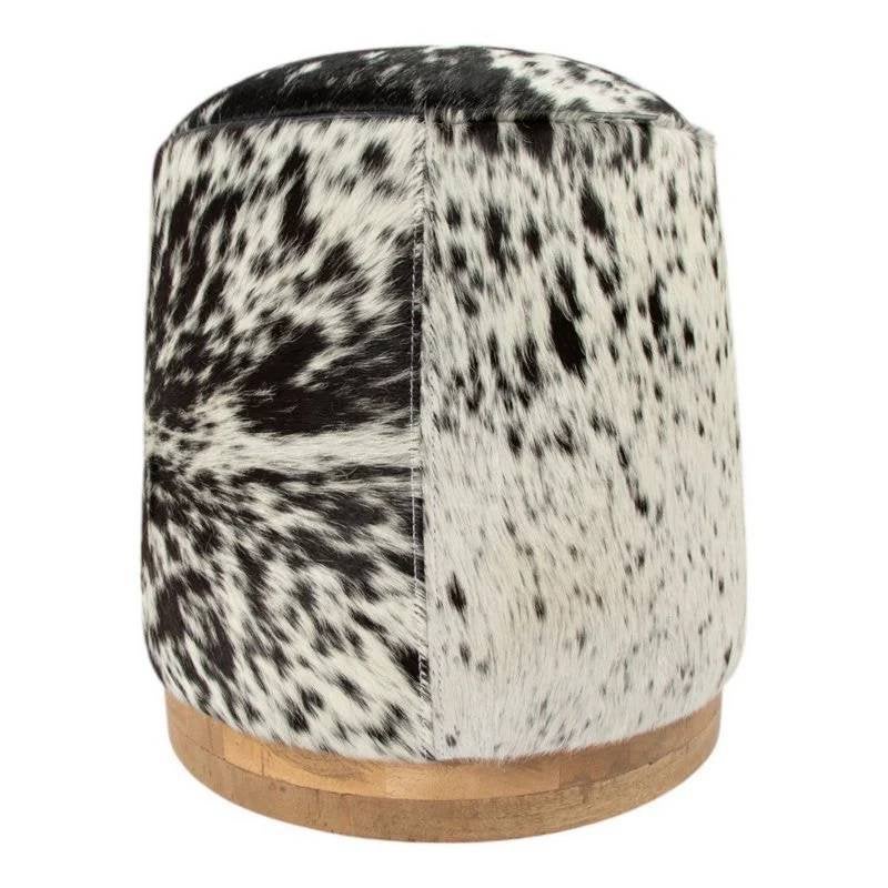 Poef Koe Rond Zwart Wit 40x40x43cm - Mars & More, Ophalen of Verzenden, Nieuw, Overige materialen