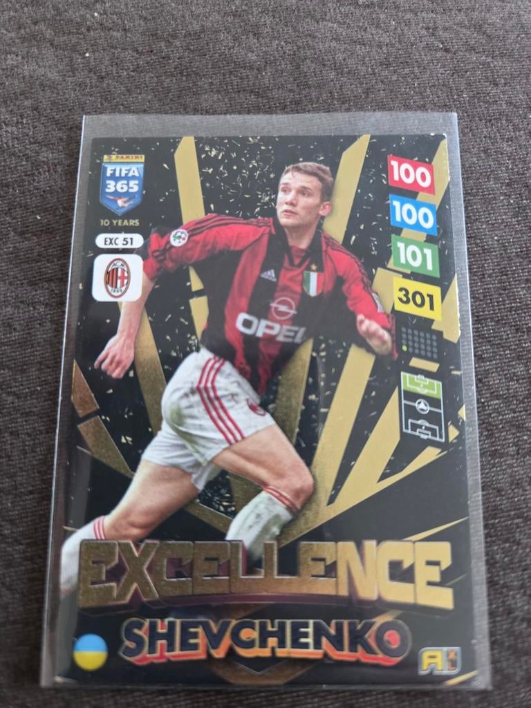 Panini FIFA 365 Adrenalyn XL Shevchenko Excellence kaart, Ophalen, Zo goed als nieuw, Buitenlandse clubs, Spelerskaart