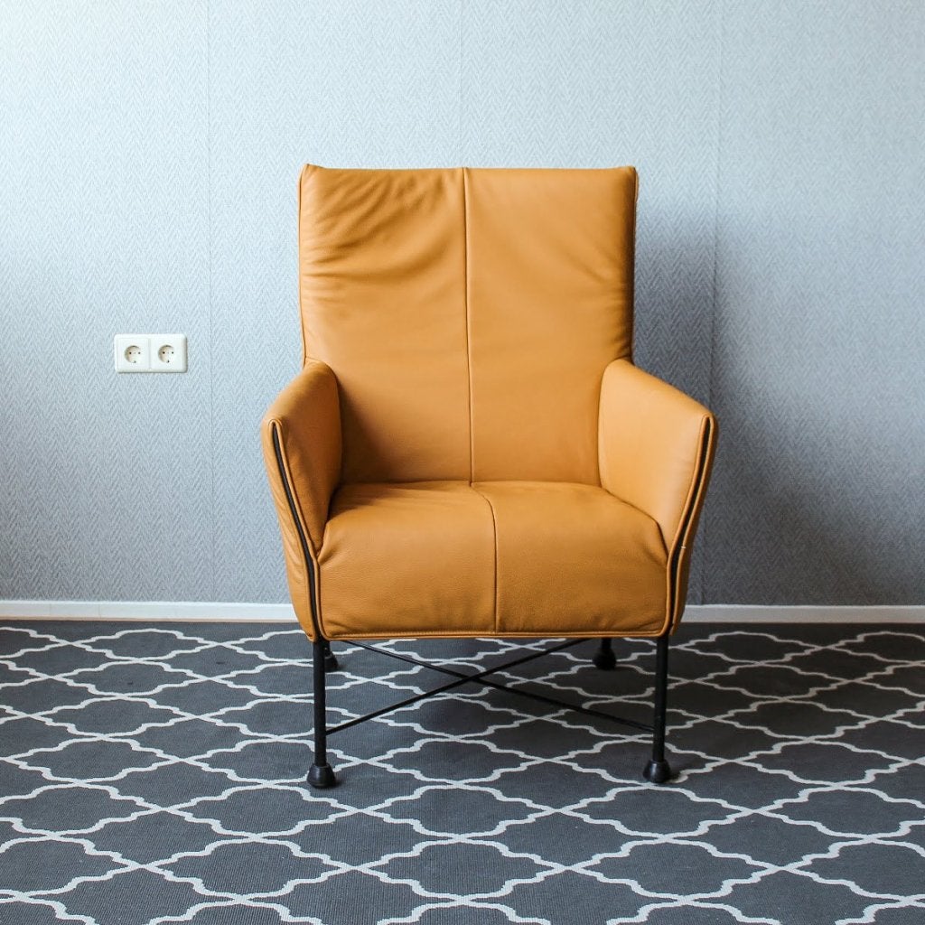 Montis Charly Fauteuil Leem Leer - Zwart (Op Doppen), Huis en Inrichting, Niet ingevuld, Zo goed als nieuw, Niet ingevuld, Niet ingevuld