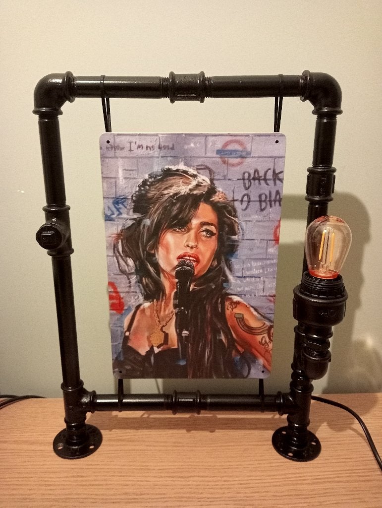 industriële handgemaakte steampunk lamp Amy Winehouse, Overige typen, Nieuw, Zwart, Met schakelaar