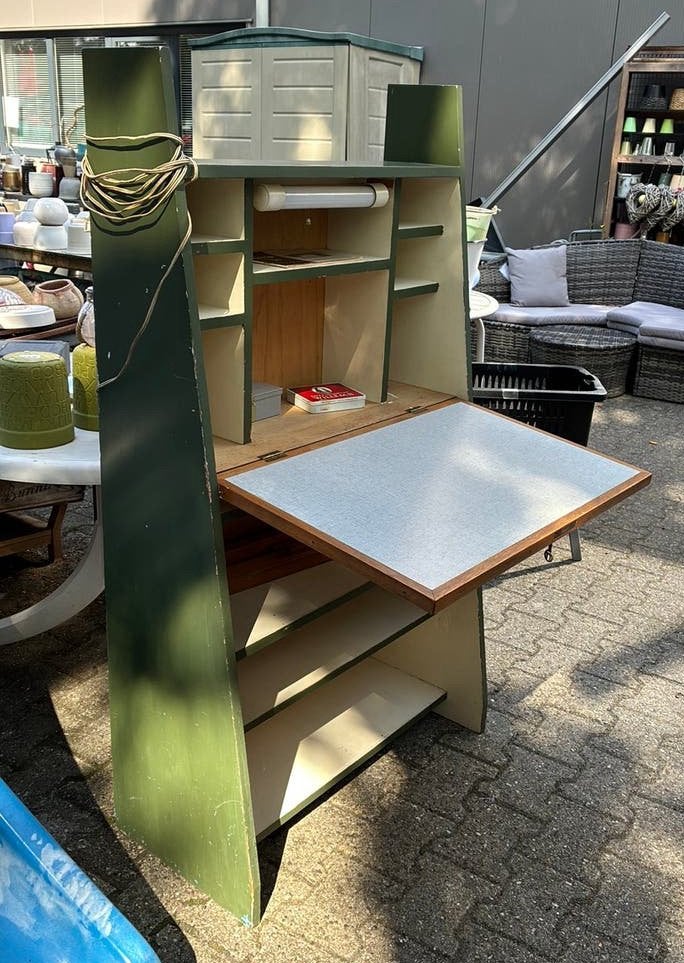 Vintage bureau/klepkast met verlichting, Ophalen, Gebruikt, -, -
