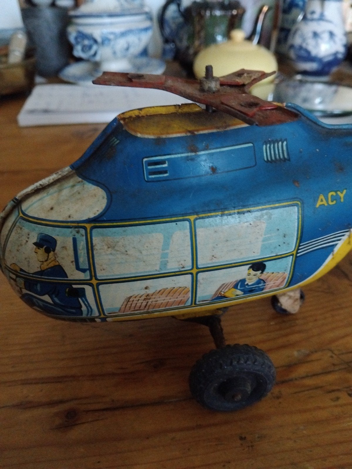 Technofix, blikken helicopter, west germany, Antiek en Kunst, Ophalen of Verzenden