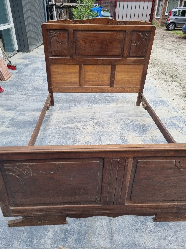 mooi oud Frans bed, Ophalen, Gebruikt, Eenpersoons, Bruin