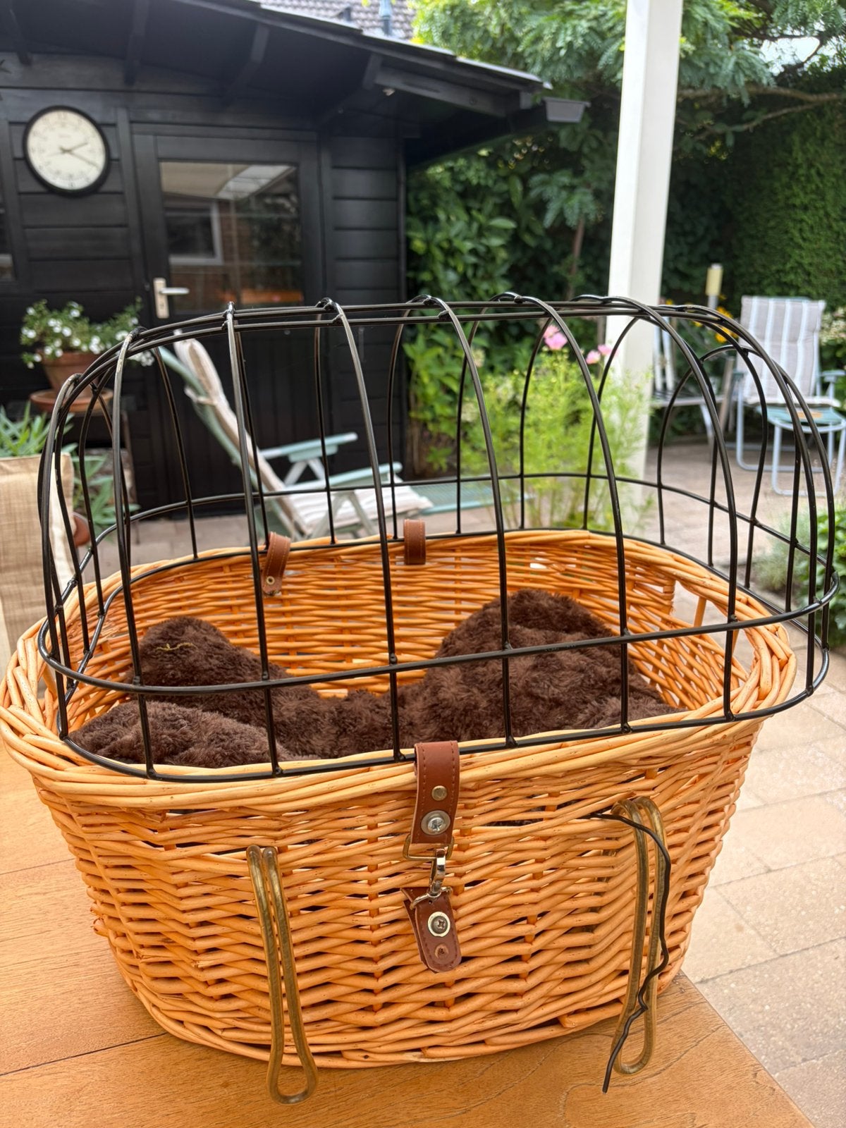 Hondenmandje met beveiliging voor op de fiets, Ophalen, Riet