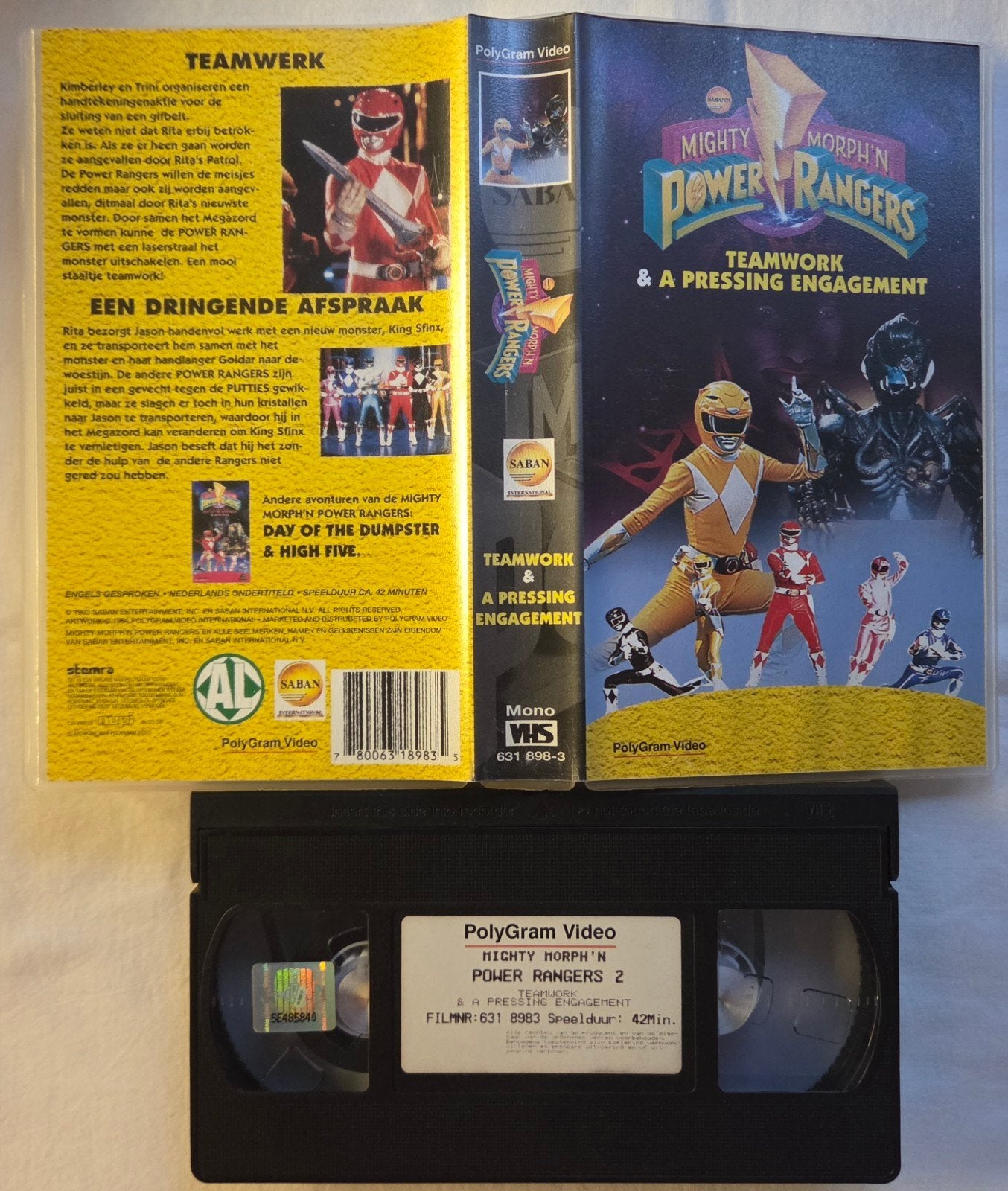 Mighty Morphin Power Rangers Teamwork VHS Kinderen/Jeugd, Cd's en Dvd's, Alle leeftijden, Ophalen of Verzenden, Gebruikt