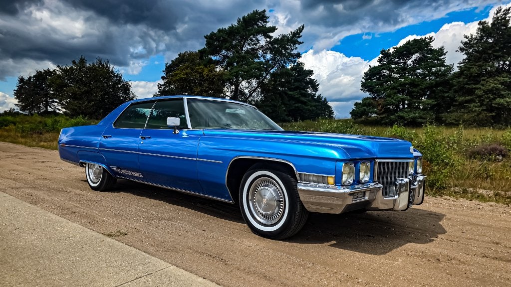 Cadillac Calais 1971 Oldtimer LPG/Benzine, Auto's, Automaat, Stof, Blauw, Particulier