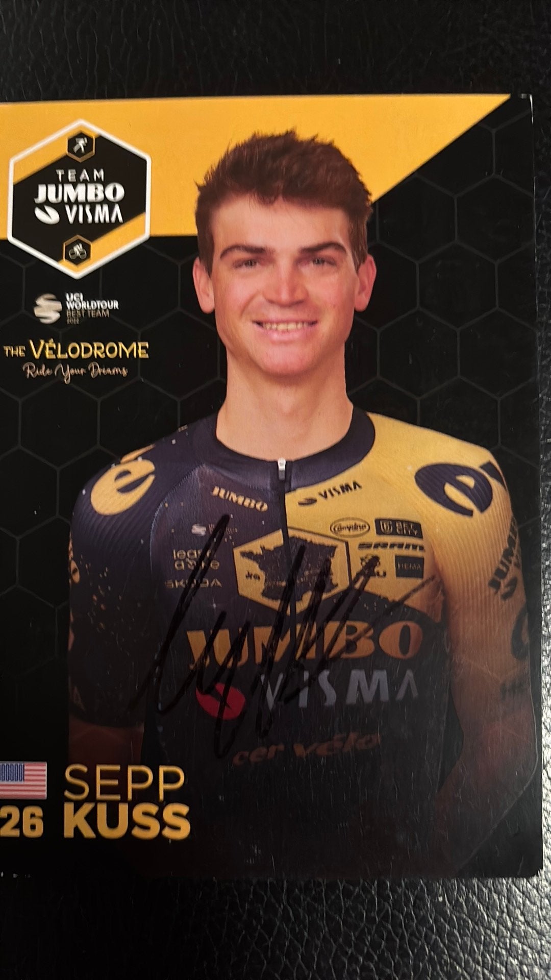 Wielrennen Tour de France 2026 SEPP KUSS echte handtekening, Verzamelen, Ophalen of Verzenden, Zo goed als nieuw, Overige sporten