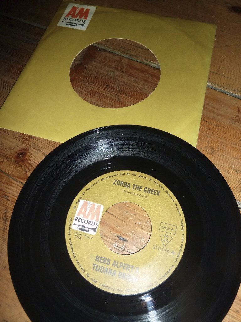 HERB ALBERT zorba greek - 3rd man theme- single mooi, Ophalen of Verzenden, Gebruikt, Pop