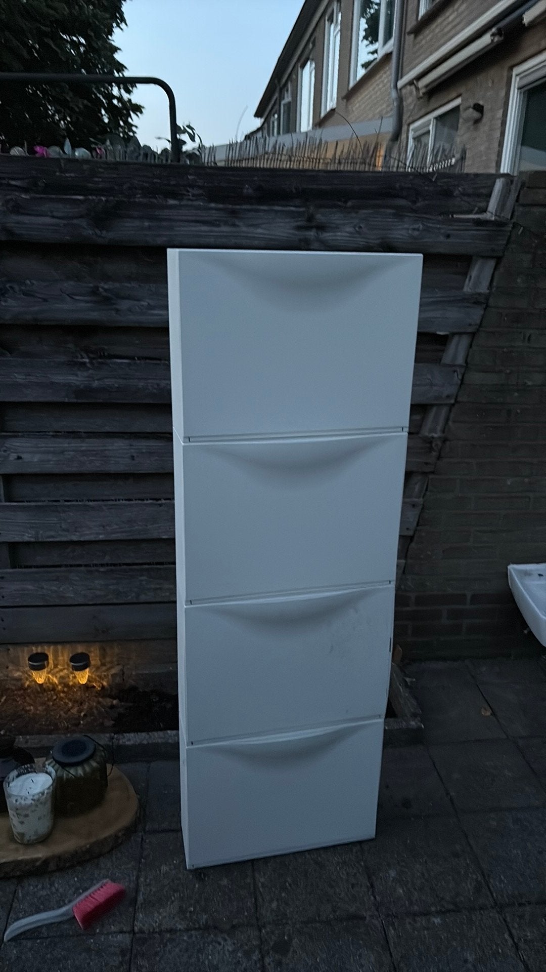 Witte schoenenkast met 4 vakken, Huis en Inrichting, Kasten | Schoenenkasten, Ophalen, Gebruikt