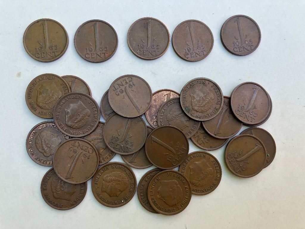 30 Centen 1965, Ophalen of Verzenden, Koningin Juliana, 1 cent, Losse munt