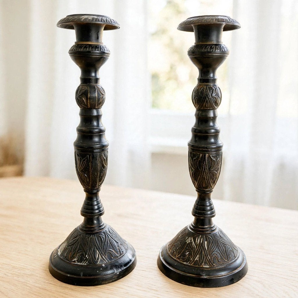 Set van 2 Vintage Kandelaars - Casa Ambiente Collection, Ophalen of Verzenden, Zo goed als nieuw, Metaal, 27 cm